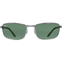 Ray-Ban Men's Rectangle Gunmetal Green Sunglasses in Grey