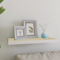 Berkfield Home Floating Wall Shelf Oak & White 60x23.5x3.8 cm MDF in Brown
