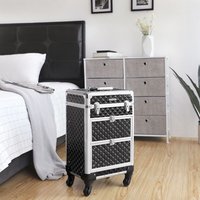 SONGMICS Portable Cosmetic Case Trolley for Makeup Storage in Black