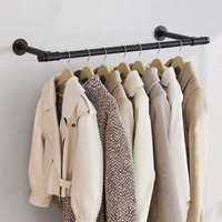 SONGMICS Wall Mounted Industrial Clothes Rail for Space Saving in Black