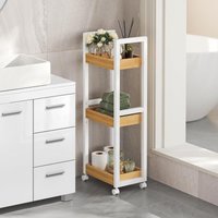 SONGMICS Slim Bathroom Trolley with Wheels & 3 Storage Shelves