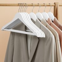 SONGMICS Set of 10 Wooden Hangers with Non Slip Bar & Notches in White