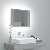Berkfield Home LED Mirror Cabinet Grey Sonoma 60x12x45 cm Engineered Wood | Size: 60 x 12 x 45 cm