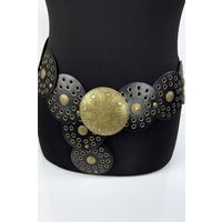 Raffaella Women's Large Disc Belt in Black