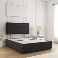 BSSPOKE Zarah Divan Bed Plush Velvet 2Drawers Same Side Headboard No Mattress in Black | Size: Single