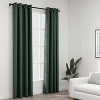 Berkfield Home Linen-Look Blackout Curtains with Grommets 2pcs Green 140x225cm | Size: 140x225 cm