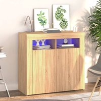 Berkfield Home Sideboard with LED Lights Sonoma Oak 80x35x75 cm in Brown | Size: 80 x 35 x 75 cm