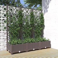Berkfield Home Garden Planter with Trellis Brown 120x40x121.5 cm PP
