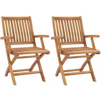 Berkfield Home Folding Garden Chairs 2 pcs Solid Teak Wood