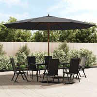 Berkfield Home Garden Parasol with Wooden Pole Anthracite 400x273 cm in Black