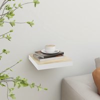 Berkfield Home Floating Wall Shelf Oak & White 23x23.5x3.8 cm MDF in Brown