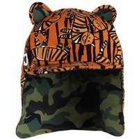 Little Hotdog Watson Tiger King Cub Hat with Neck Flap in Orange | Size: 6-12 m