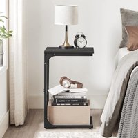 VASAGLE Industrial C-Shaped Metal Frame Side Table Coffee Table in Black