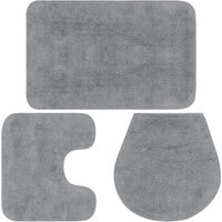 Berkfield Home Bathroom Mat Set 3 Pieces Fabric Grey