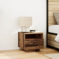 Berkfield Home Bedside Cabinets with LED Lights 2 pcs Old Wood 40x39x37 cm in Brown | Size: 40 x 39 x 37 cm
