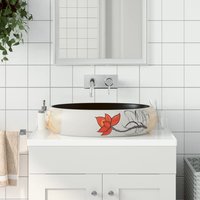Berkfield Home Countertop Basin Multicolour Oval 59x40x15 cm Ceramic in Black | Size: 59 x 40 x 15 cm