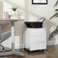 SONGMICS Pre Assembled Lockable File Cabinet 3 Drawers Office Storage in White