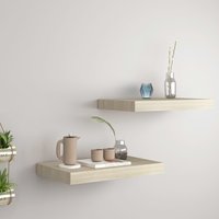 Berkfield Home Floating Wall Shelves 2 pcs Oak 40x23x3.8 cm MDF in Brown