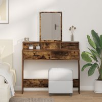 Berkfield Home Dressing Table with Drawers - Smoked Oak, 100x41x140 cm in Brown | Size: 100 x 41 x 140 cm