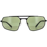 Serengeti Men's Rectangle Shiny Black Transparent Layer Mineral Polarized 555nm Green Hinkley