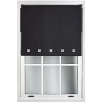 Furnished Blackout Fabric with Chrome Square Eyelets - Window Roller Blinds in Black | Size: 90 cm width x 165 cm drop