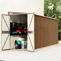 Berkfield Home Wall-mounted Garden Shed Brown 118x382x178 cm Galvanised Steel | Size: 118 x 382 x 178 cm