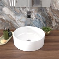 Nes Home Gloss White Coley 360mm Countertop Basin Round