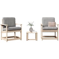 Berkfield Home 3 Piece Garden Lounge Set Solid Wood Pine in Brown