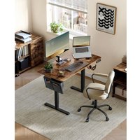 VASAGLE Medium Electric Height Adjustable Desk 4 Memory Storage Pocket in Brown