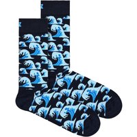 Happy Socks Men's 1 Pack & Cotton Blue Waves Design Socks | Size: 4-7