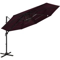 Berkfield Home 4-Tier Parasol with Aluminium Pole Bordeaux Red 3x3 m