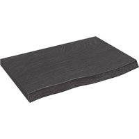Berkfield Home Wall Shelf Dark Grey 60x40x(2-4) cm Treated Solid Wood Oak in Brown