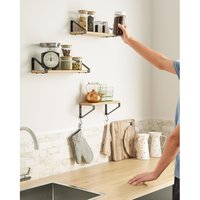 VASAGLE 3 Pieces Wall Shelves Floating Shelf Display Shelf Organising Rack in Natural