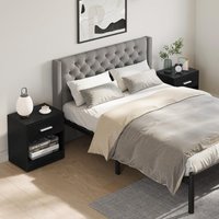 VASAGLE Bedside Tables Set of 2 with Drawer Handle Open Compartment in Black