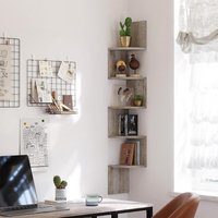 VASAGLE 5 Tier Corner Wall Shelf for Display & Decoration in Fawn