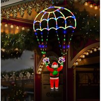 Obasyhig Santa Claus Parachute Christmas Atmosphere Decorative Light String in White