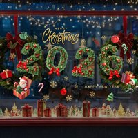 Leaper 2026 Christmas Pine Needle & Bells Electrostatic Window Cling | Size: 2 Pack