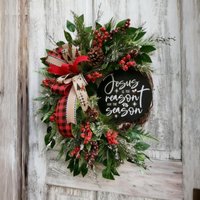 Leaper 35CM Christmas Vine Wreath Decoration Hanging Ornament in Green
