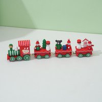 Leaper Christmas Wooden Train Home Decoration Ornament in Red