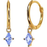 Harfi Women's Tiny Aquamarine March Birthstone Dangle Rook Hoops in Blue