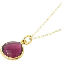 Harfi Women's Ruby July Birthstone Gold Plated Pendant Charm Necklace in Red | Size: 18 inches
