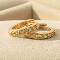 Harfi Women's Peridot August Birthstone Small Huggie Hoop Earrings in Green