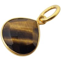 18ct Gold Plated Tigers Eye Heart Birthstone Pendant