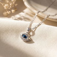 Evil Eye Pendant Charm Sterling Silver Necklace inches