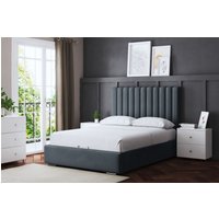 DS Living Evangaline Steel Panel Bed with Headboard in Grey | Size: Single