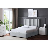 DS Living Evangaline Silver Panel Ottoman Bed with Headboard | Size: Double