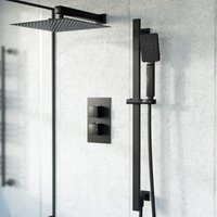 Temel 2 Dial Square Thermostatic Shower Mixer Valve Handset & Riser Rail Kit