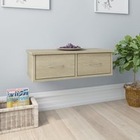 Berkfield Home Wall-mounted Drawer Shelf Sonoma Oak 60x26x18.5 cm Engineered Wood in Brown