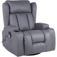 LUXURY LIFE Caesar Recliner Armchair 10 In 1 Massage & Heat Leather Chair in Grey