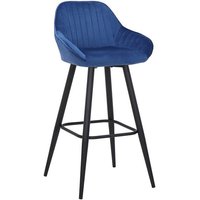 netfurniture Vulune Bar Stool Matt Velvet Seat - Blue
